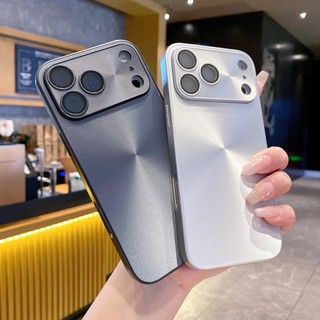 Sang Trọng Kết Cấu CD Cực Quang Ống Kính Bảo Vệ Ốp Lưng Điện Thoại iPhone 17 Air 16 15 14 13 12 11 Pro Max Plus Mờ Khung Kim Loại