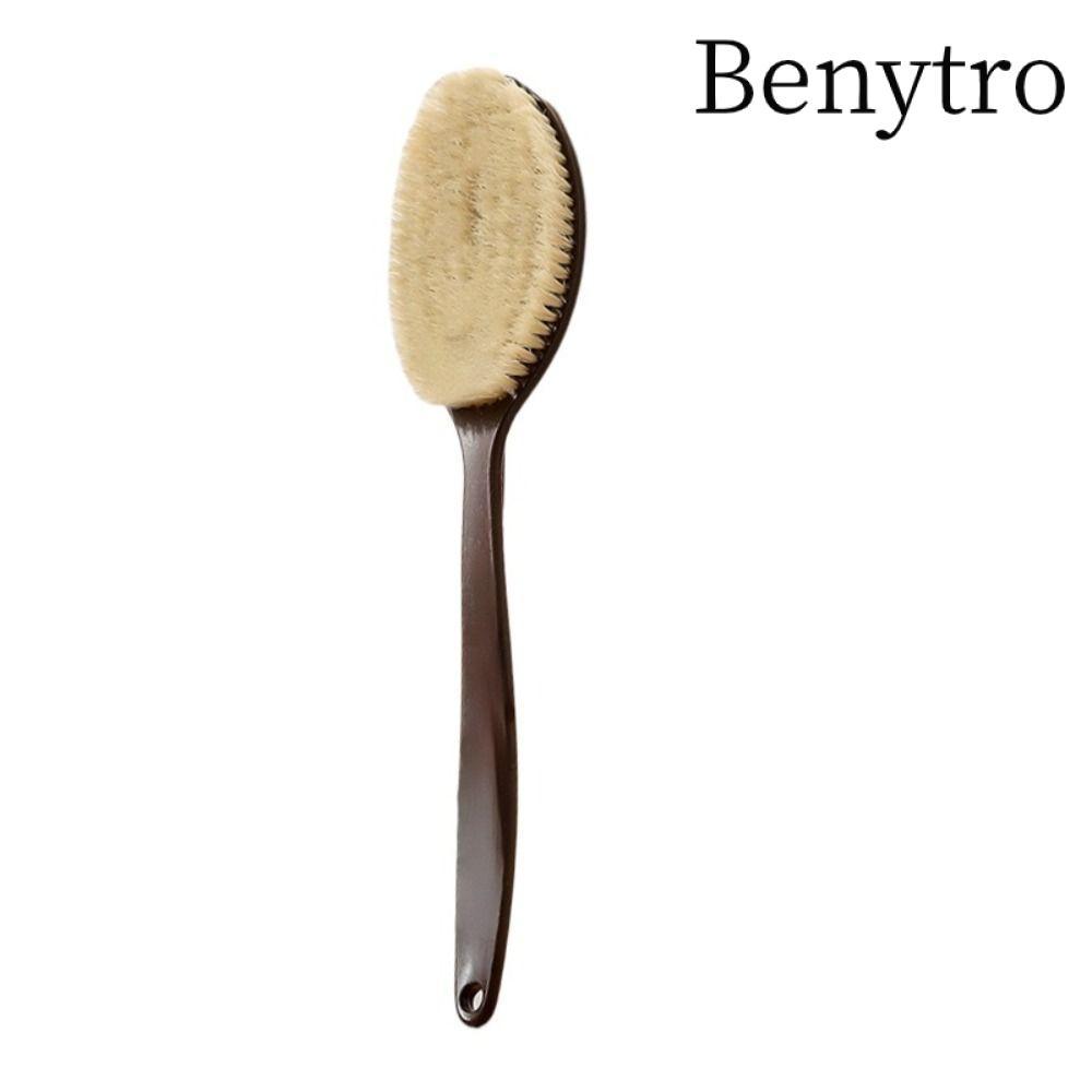 Bàn chải tắm BENYTRO, Bàn chải tắm tay cầm dài cọ xát lưng, Massage sáng tạo bằng gỗ Pig Mane Tóc mềm mại Body Bàn chải tẩy tế bào chết Dụng cụ làm sạch