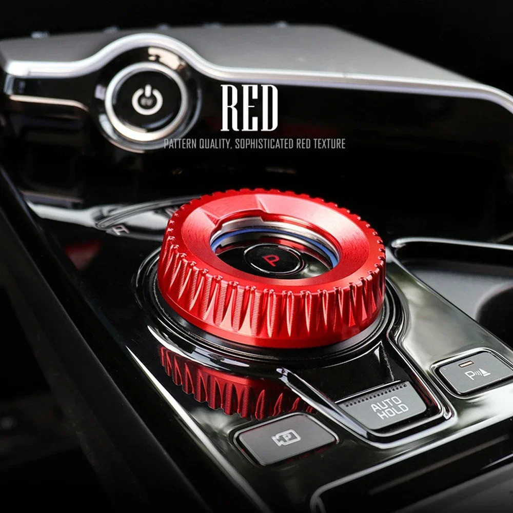 Nhôm Nóng Đen Đỏ Bule Trung Tâm Bánh Răng Dịch Chuyển Konb Vòng Bao Dịch Chuyển Bánh Răng Viền Cho Xe Kia Sportage NQ5 Seltos 2022-2024