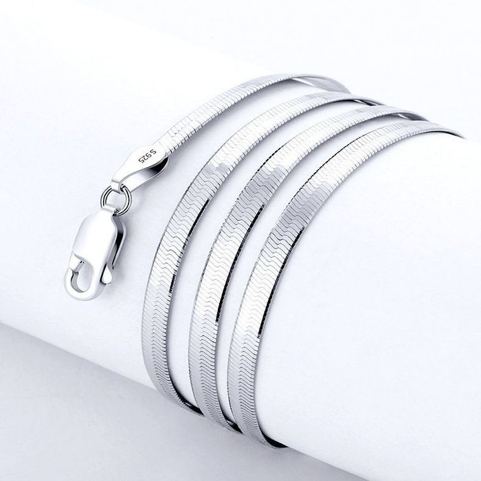Bạc 925 4mm Dây Xích Vòng Cổ Nữ, Phong Cách Sang Trọng Cho Cặp Đôi