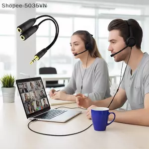 {AKIN} Cáp chia âm thanh nổi 3,5mm Ja 1 Bộ chuyển đổi nam sang 2 nữ để chia sẻ tai nghe với bạn bè trong phòng học {a}
