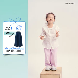Quần Dài Bé Gái GUMAC Form Ống Rộng Lưng Thun Nút Kiểu Vải Kaki Năng Động QKG04075