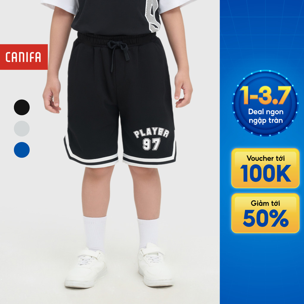 Quần short bé trai CANIFA form rộng cạp chun có hình in 2BS25C002