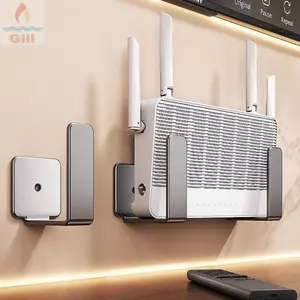 Giá đỡ vị trí Wifi GILL, Không cần khoan Bộ định tuyến đa chức năng Giá đỡ dải nguồn, Giá đỡ hỗ trợ tường tiết kiệm không gian bằng thép Carbon