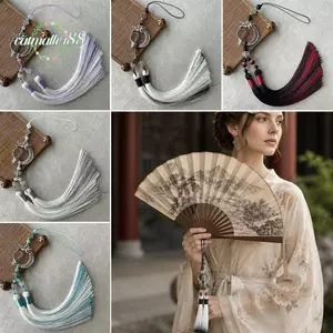 CATMALLER88 Mặt dây chuyền phong cách Trung Quốc, Mặt dây chuyền quạt cổ kiểu thả hợp kim, Trang trí tua rua DIY Trang trí treo nhẹ
