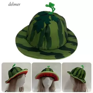 DELMER Mũ chống nắng vành rộng, Mũ dưa hấu sáng tạo mềm mại, Chống đỡ trang điểm dễ thương Mũ xô vui nhộn Phụ kiện trang phục dự tiệc