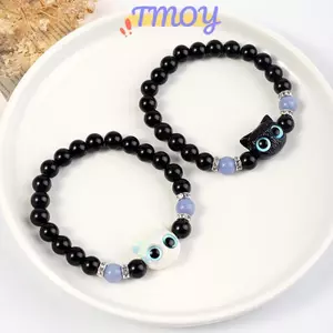 TMOY Dễ Thương Mắt Lớn Mèo Dạ Quang Vòng Tay Dành Cho Nữ Hoạt Hình Động Vật Mặt Dây Chuyền Đính Hạt Tay Dây Chuyền Tình Bạn Cặp Đôi Vòng Tay Trang Sức Quà Tặng TMOY