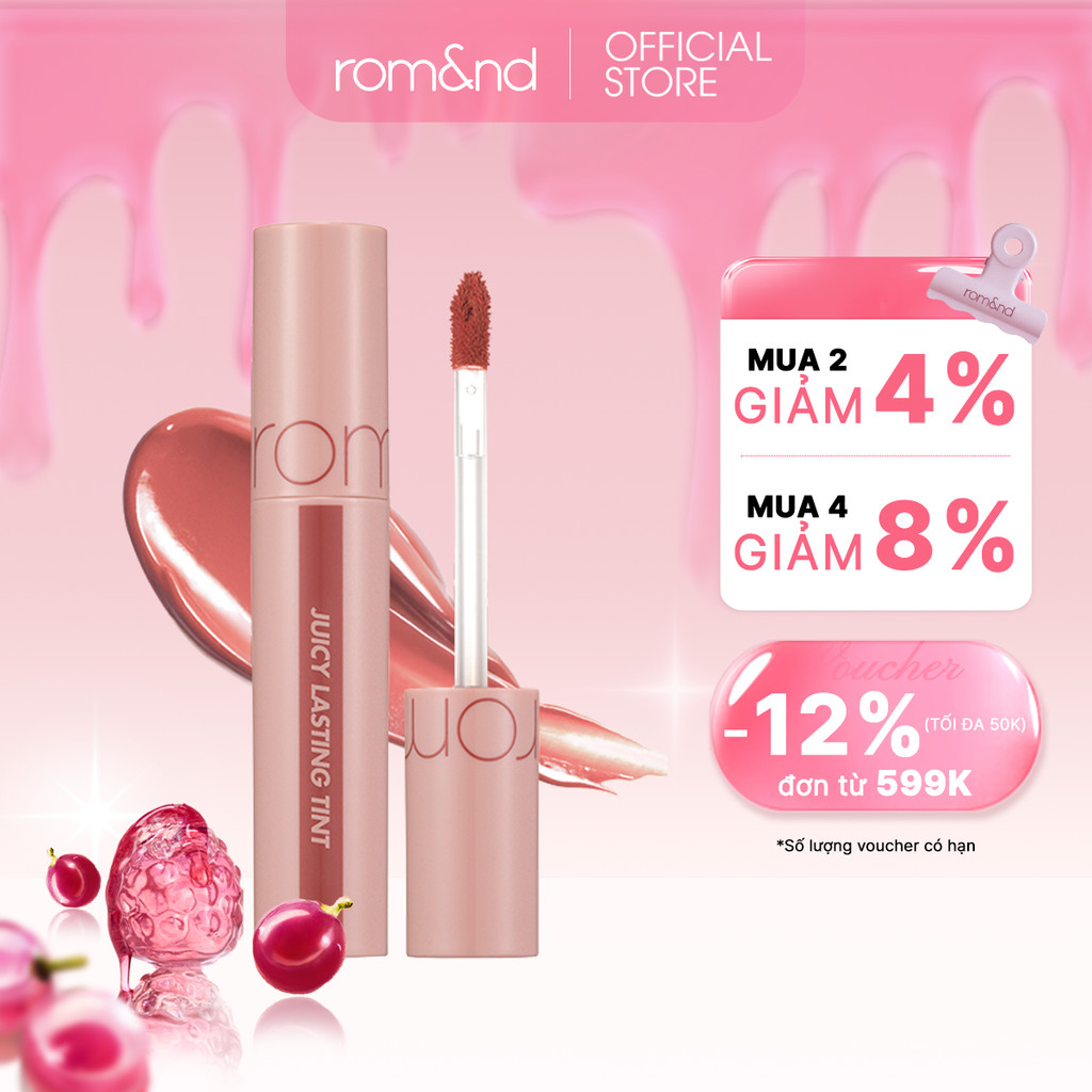 [Rom&nd] [#23 Nucadamia] Son Tint lì cho môi căng mọng Hàn Quốc Romand Juicy Lasting Tint 5.5g