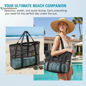 BeautifulHomeA Lưới Chống Thấm Nước Túi Tote Đi Biển Lớn Chống Cát Có 2 Tay Cầm Cho Bể Tập Gym Giải Pháp Bảo Quản Du Lịch Ngoài Trời VN