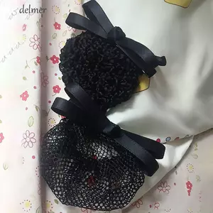 DELMER Hàn Quốc Bun Snood Sweet Lady Dance Mũ Đội Đầu Nơ Tóc Bun Bao Nơ Thanh Lịch Barrettes Hairgrips Bao Lưới