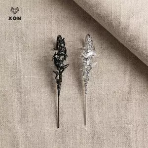 Bông tai bánh xích mặt trăng lấp lánh mạ vàng Trang sức tai thời trang không gây dị ứng cho quà tặng phù dâu đám cưới [Mina]