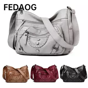 Túi đeo chéo nữ FEDAOG, Túi đeo vai bằng da mềm PU, Túi đựng mẹ có dây kéo sức chứa lớn nhiều lớp thời trang Sử dụng hàng ngày