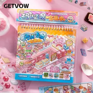 GETVOW Nhãn dán cảnh thu nhỏ, Nhãn dán phong cảnh PET 10 cảnh, Cửa hàng chủ đề Hiệu sách Magic Shop Bưu điện Nhãn dán bánh Sách Quà tặng trẻ em