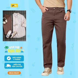 Quần jean nam YODY cạp phối cúc, form regular, chất jeans co giãn MCJE25S030