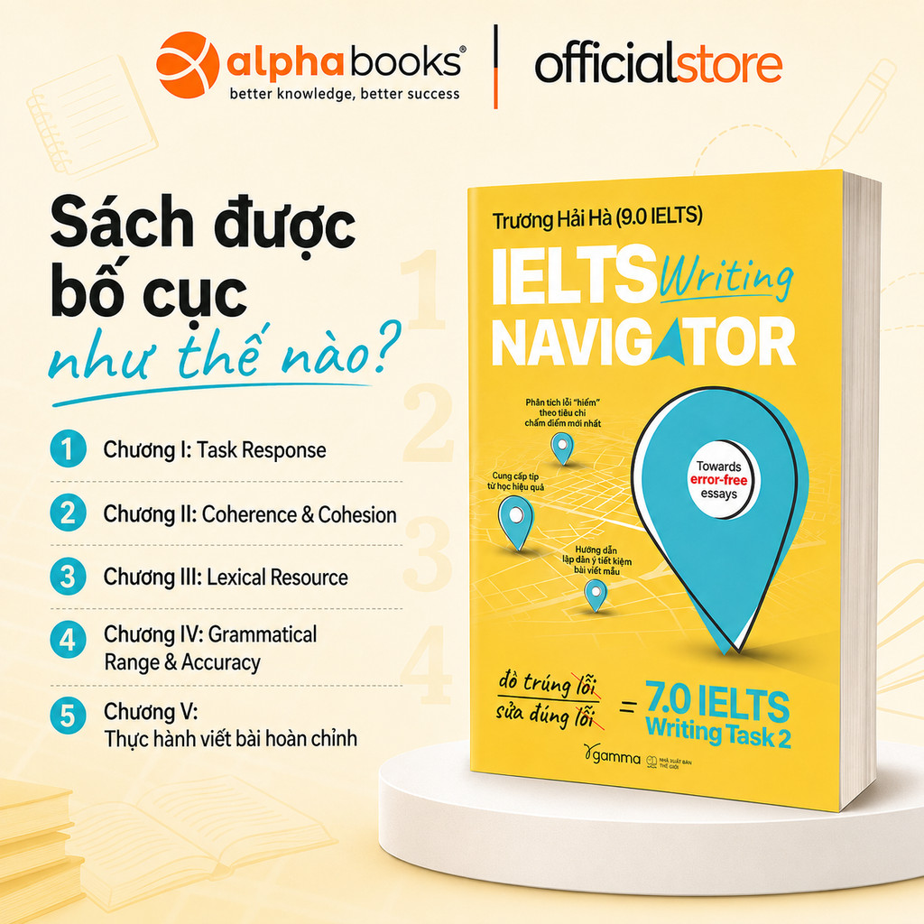 Sách – IELTS Writing Navigator – Chiến Lược Viết Task 2 Lên 7.0+ (Trương Hải Hà – 9.0 IELTS) (Gamma)