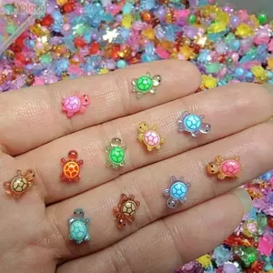 YOLOGO 100 Chiếc Động Vật Nhựa Mini, Rùa Dạ Quang Màu Dopamine Phát Sáng Ban Đêm, Hoạt Hình DIY Dễ Thương Bức Tượng Nhỏ Trang Trí Vườn Cổ Tích