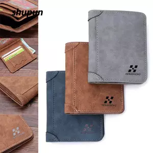 Ví da SHUPUN Business Retro Tín dụng Bifold Coins Pocket