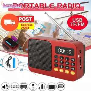 Máy nghe nhạc BORAGETE, Đài phát thanh di động FM USB TF tương thích Bluetooth, Máy nghe nhạc MP3 màn hình LED có thể sạc lại