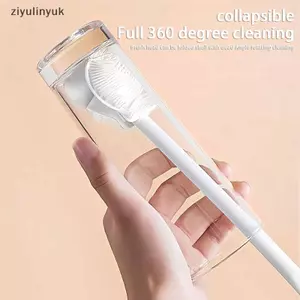 Ziyulinyuk Bàn chải làm sạch có thể uốn cong Cốc chà sàn Kính lau nhà bếp Dụng cụ làm sạch tay cầm dài Chai uống nước Bàn chải làm sạch cốc thủy tinh VN