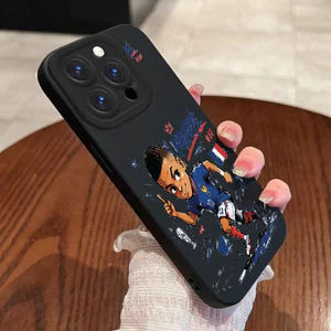 Ốp lưng iPhone cho iPhone 17 16 15 14 13 12 11 Pro Max 7 8 Plus X XS XR Silicon lỏng mềm họa tiết hoạt hình Mbappe