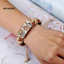 MIC _ Nữ Vintage Punk Phong Cách Pyrograph Hòa Bình Ký Charm Vòng Tay Vô Cực