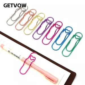 Kẹp cố định giấy GETVOW, Kẹp giấy mô hình tình yêu DIY, Vé đa chức năng Kim loại hình trái tim Dấu trang Văn phòng phẩm