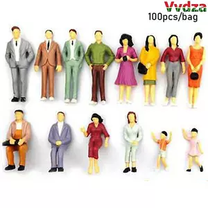 VVDZA 100 Chiếc Nhân Vật Đồ Chơi Trẻ Em Nhà Búp Bê Trang Trí Hỗn Hợp Màu Tư Thế Xe Lửa Phong Cảnh