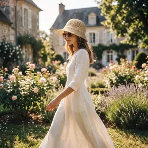 WEETW Mẹ Mũ Xô Hoa, Trang Trí Hoa Ngắn Phong Cách Viền Mũ Chống Nắng Rỗng, Phong Cách Châu Âu Nhẹ Thanh Lịch Có Thể Điều Chỉnh Mũ Bowler Nữ Cao Tuổi
