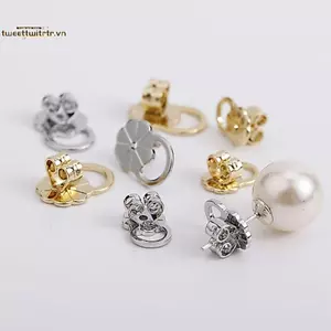 TRTR 2 Chiếc Bông Tai Nâng Cho Đinh Nặng Tai An Toàn Ba Nút Chặn Ngăn Ngừa Bông Tai Nghiêng Hoa Mai Tai Cắm Mũ Trang Sức Làm Phụ Kiện VN