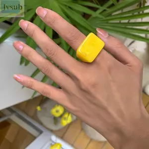 Nhẫn vuông hình học JVSUB, Nhẫn Acrylic màu đơn giản dành cho nữ, Nhẫn cá tính thời trang bằng nhựa