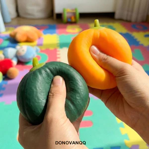 DONOVANQQ Đồ chơi Squishy bí ngô, Mô phỏng thực tế Kết cấu mềm Đồ chơi bí ngô phục hồi chậm, Quà tặng Gag ngộ nghĩnh Thiết kế giác quan Chất liệu TPR Thủ công DIY Đồ chơi bóp trái cây Quà tặng học sinh