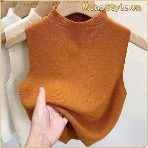 MONOSTYLE Tank Top và ÁoVEST Dệt Kim Màu Trơn, Thiết Kế Thanh Lịch Cho Nữ