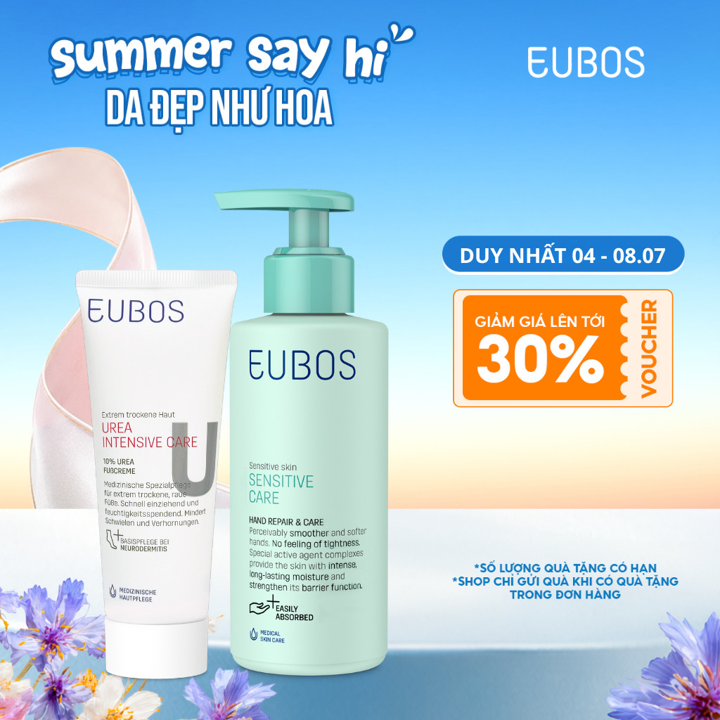 Combo Kem Dưỡng Da Tay EUBOS 150ml Và Kem Nứt Gót Dưỡng Da Chân UREA 10% Foot Cream 100ml Dưỡng Ẩm