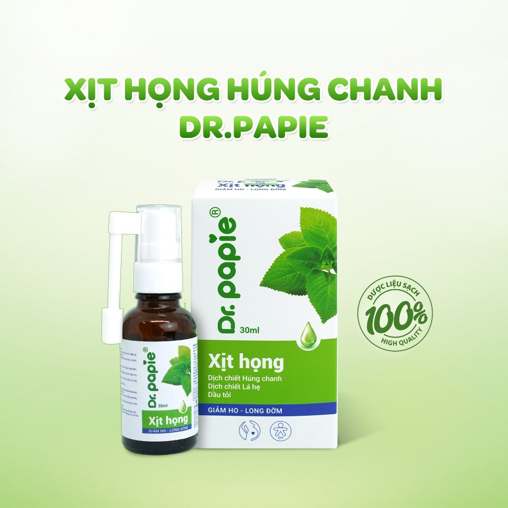 [Live] Xịt Họng Giảm Ho Chiết Xuất Húng Chanh Thảo Dược Tăng Đề Kháng Khoẻ Hô Hấp Dr.Papie 30ml