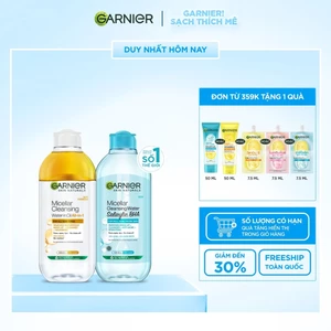 Bộ 2 Nước tẩy trang dành cho da dầu mụn & trang điểm Garnier Micellar Water (400mlX2)