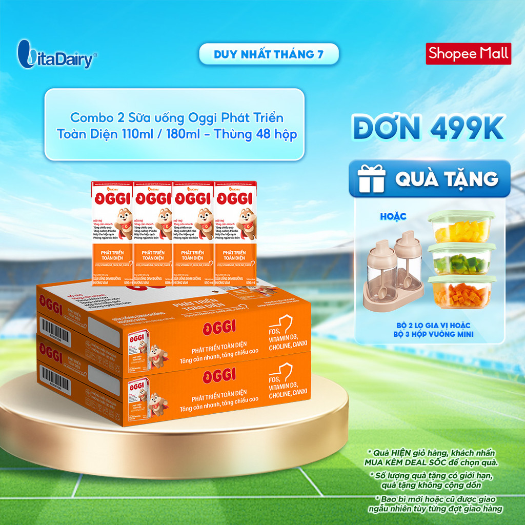 [COMBO 2 THÙNG] Sữa uống Oggi Phát triển toàn diện - Hộp 110ml/180ml- Giúp bé tăng cân khoẻ, hỗ trợ phát triển toàn diện