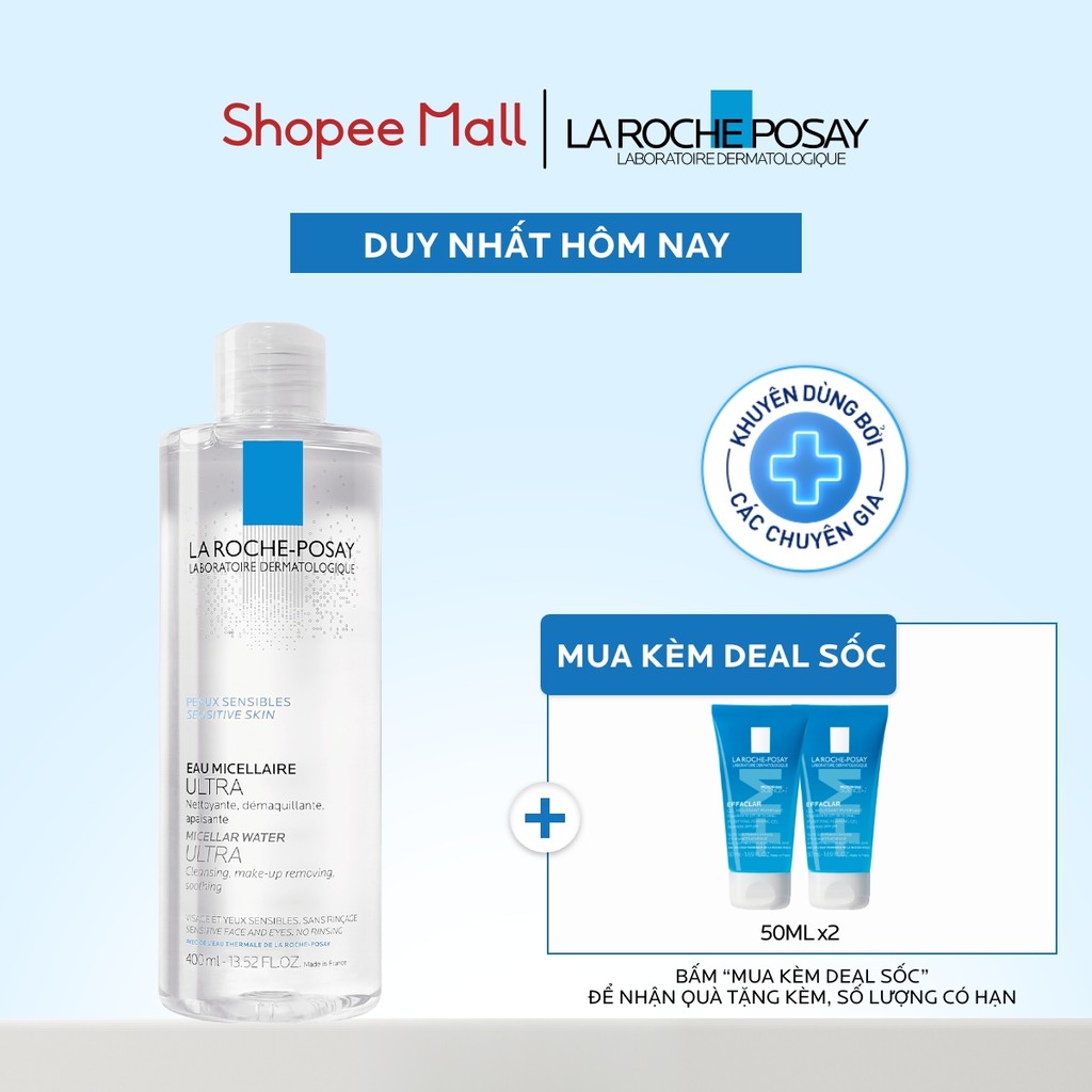 Nước tẩy trang làm sạch sâu cho da nhạy cảm La Roche-Posay Micellar Water Sensitive Skin 400ml