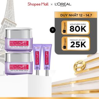 Bộ 2 Kem dưỡng 50ml & 2 serum 7.5ml cấp ẩm căng mướt da L'Oreal Paris Revitalift Hyaluronic Acid
