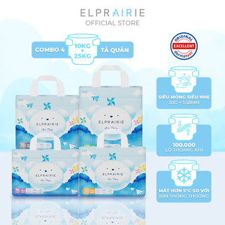 Combo 4 Tã/Bỉm Quần ELPRAIRIE Air Thin Nội Địa Hàn Siêu Mỏng Thấm Hút, Mềm Mại Chống Hăm Size L-XL-XXL Cho Bé Từ 9-15Kg