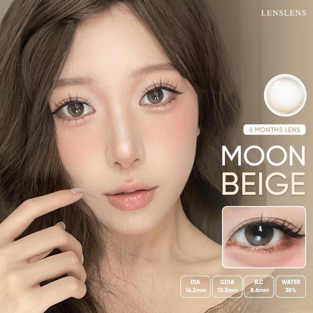Lens Be Xám Pha Nâu Đeo Daily Mềm Mại Nịnh Mắt Moon Beige 14.2mm