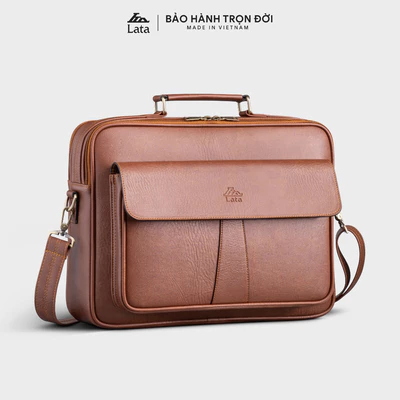 Cặp Công Sở Lata (Thời trang nam basic đựng vừa laptop 14 inch - Cặp da CA43)