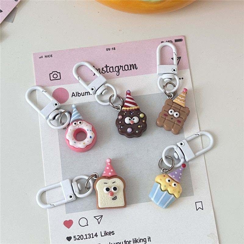 Mũ Sinh Nhật Món Tráng Miệng Móc Chìa Khóa Vui Vẻ Cặp Đôi Dễ Thương Người Bạn Thân Nhất Quà Tặng Donut Mặt Dây Chuyền