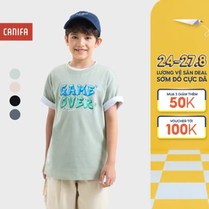 Áo phông bé trai CANIFA áo thun cộc tay chất liệu cotton US mềm mại thoáng mát 2TS26C007