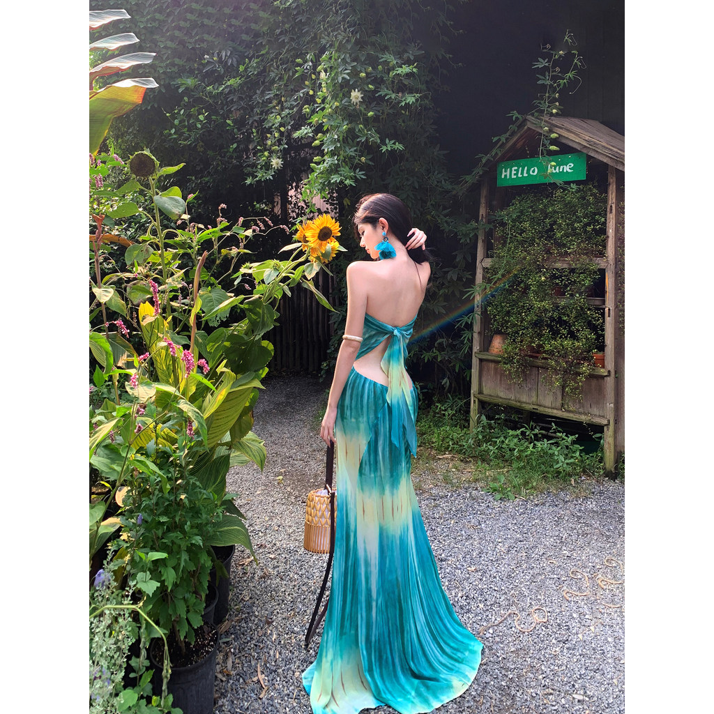 Đầm yếm màu loang hở lưng gợi cảm Bali Dress