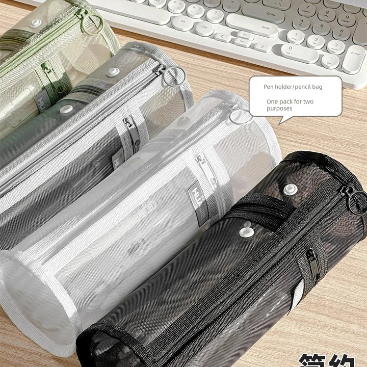 túi lưới đựng bút túi bút lưới Hộp đựng bút ống tròn Hộp bút chì học sinh Hộp đựng văn phòng phẩm lưới dày Túi đựng văn phòng phẩm dung tích lớn Túi đựng văn phòng phẩm phong cách instagram giá trị ca