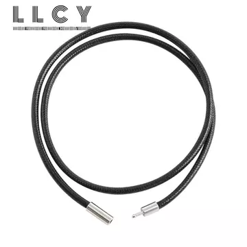 Vòng cổ dây da LLCY, Vòng cổ dây bện mặt dây chuyền DIY màu đen, cổ điển có khóa 45cm Dây chuyền dây chống nước Dây chuyền dây chuyền nam nữ