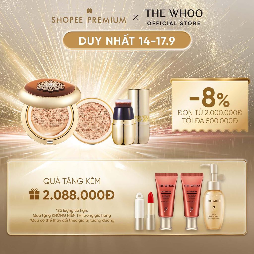 [THE WHOO OFFICIAL] [Tặng 1 lõi] Phấn nước trang điểm chống nắng, chống lão hóa Cheongidan Essence Cushion SPF50+/PA+++