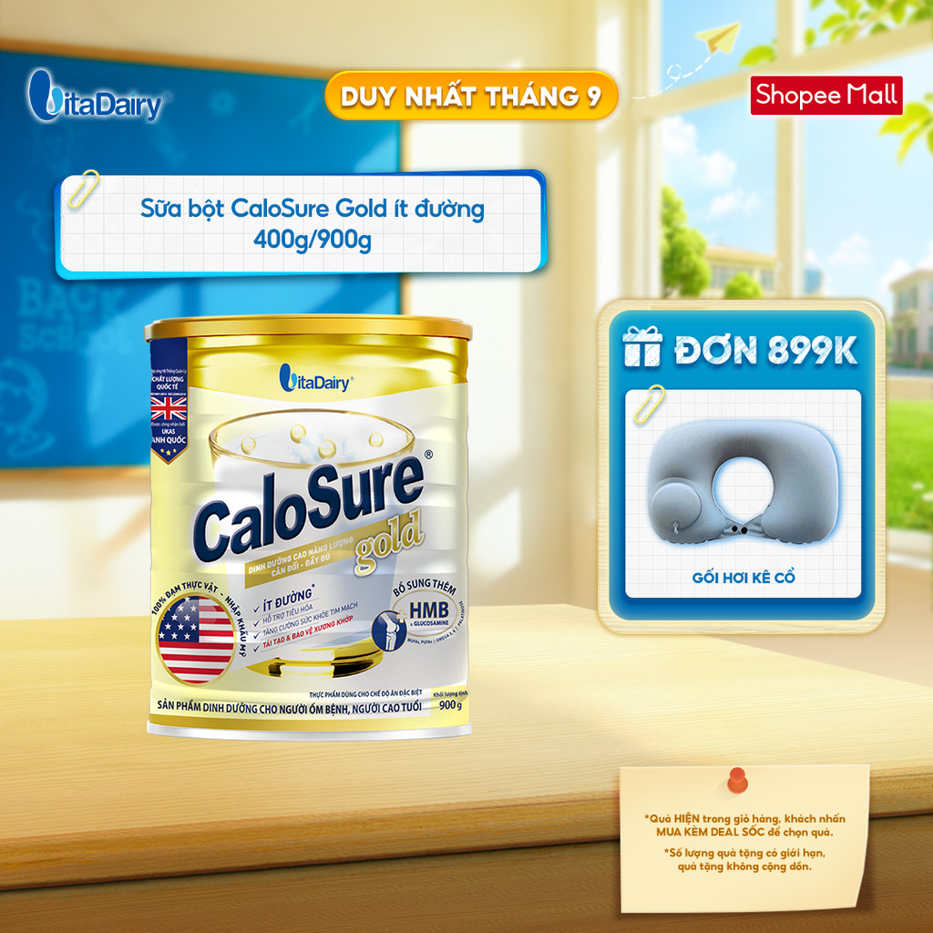 Sữa bột CaloSure Gold ít đường - Bổ sung năng lượng, giúp tiêu hoá khoẻ, hỗ trợ xương khớp khoẻ