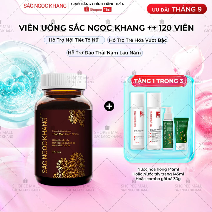 Viên Uống Đẹp Da Sắc Ngọc Khang ++ Hộp 120v cao cấp chống lão hóa, mờ nám sạm tàn nhang, cân bằng nội tiết