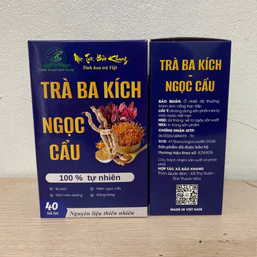 Hộp 40 gói trà túi lọc ba kích nấm ngọc cẩu Bảo Khang, mú từn, nấm ngọc cẩu, ba kích, sâm nam dương